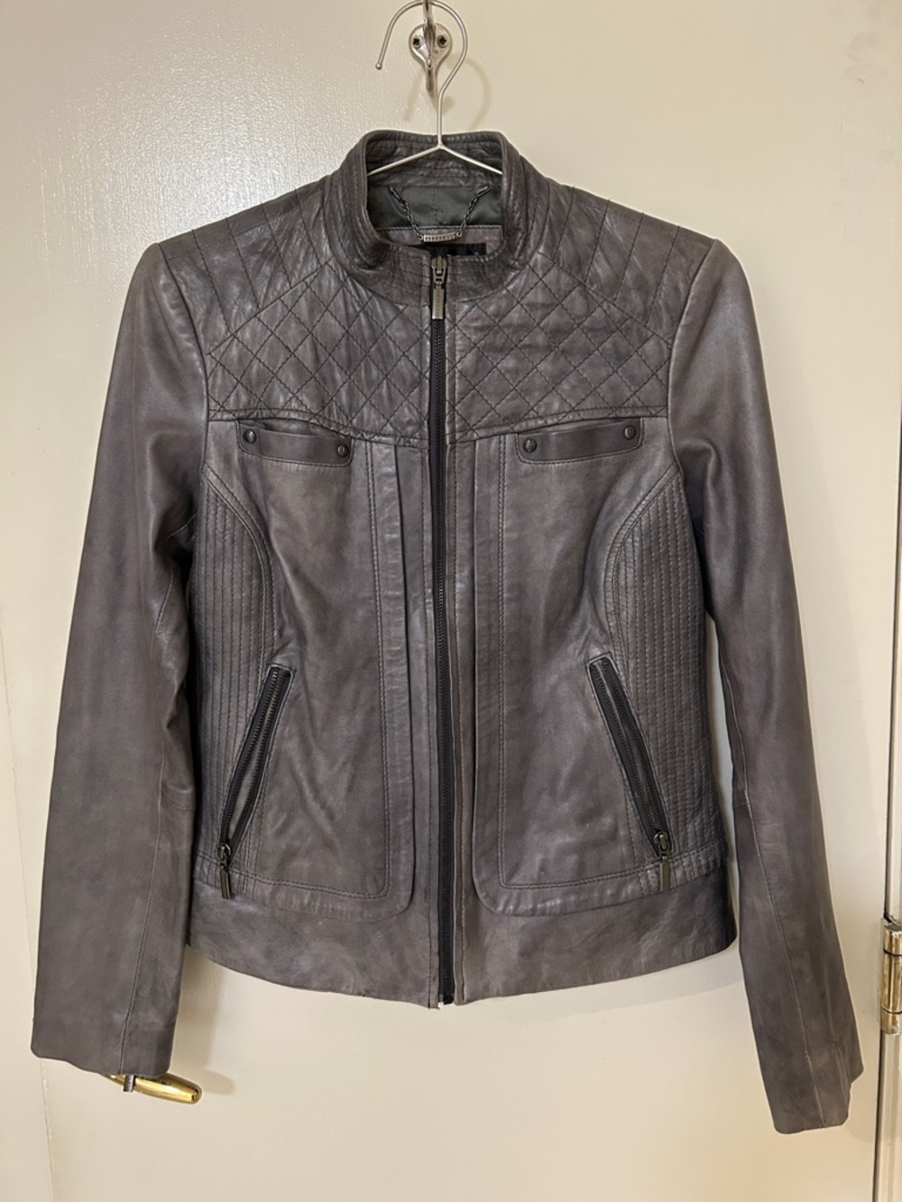 Bernardo Gray Leather Jacket